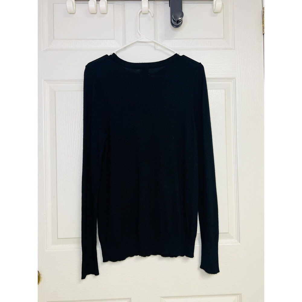 A New Day Women's Sweater Crewneck Fine Gauge Long Sleeve Black Size Medium M - Picture 2 of 6